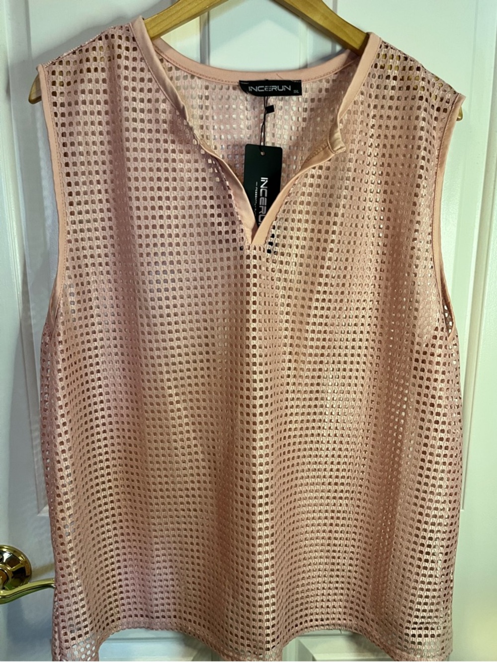 NWT Incerun Pink Sleeveless Mesh Knit Top Sz 3X